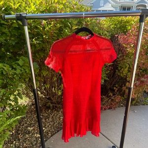 Pleated lace overlay dress